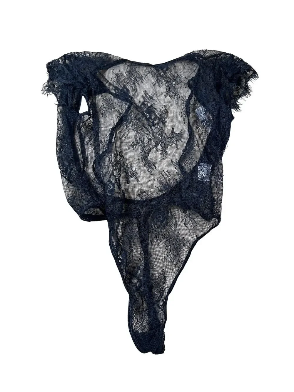 Shirley Teddy Womens S Black Lace Eyelash Sheer High Cut Lingerie Sexy